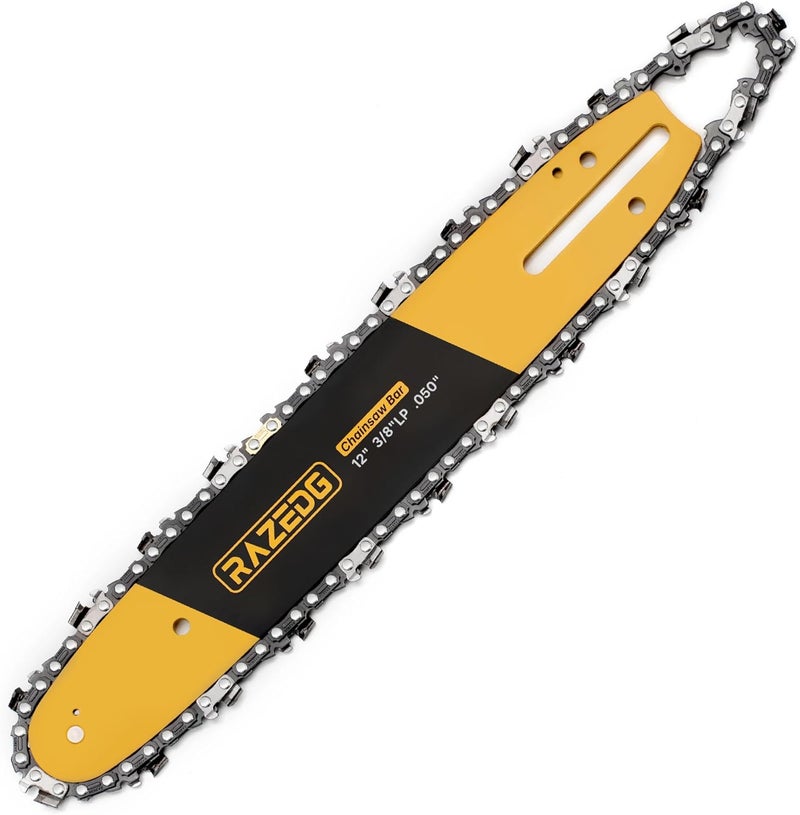 RazEdg 12 Inch Chainsaw Bar and Carbide Chain Combo, 3/8LP" Pitch, 050" Gauge, 45 Drive Links Fits Echo, Makita, Craftsman, Husqvarna and More (1 bar + 1 carbide chain) - Image 1
